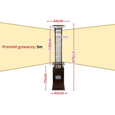 Incalzitor de terasa patrat PARASOL FL175 pe GPL, putere 14kW