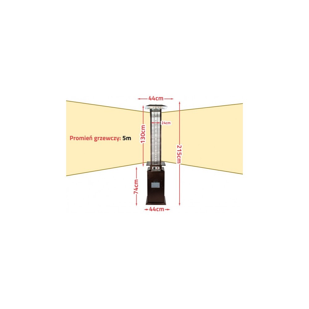 Incalzitor de terasa patrat PARASOL FL175 pe GPL, putere 14kW
