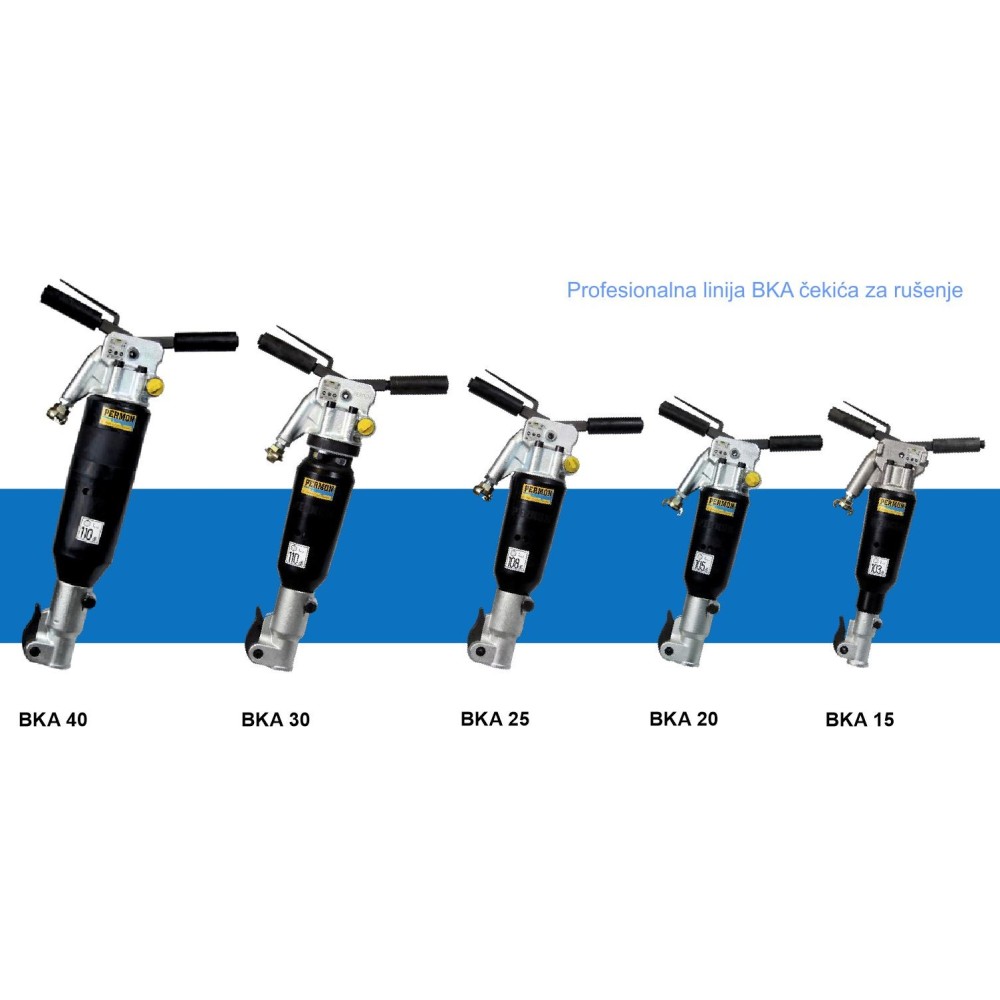 Ciocan pneumatic cu amortizor vibratii BKA 20-A, greutate 22kg, prindere 25x108, consum aer 1,4mcb/min