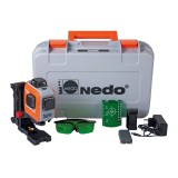 Laser autonivelant X-Liner 3D cu fascicul verde NEDO, 3 fascicule, diametru maxim de masurare 50m