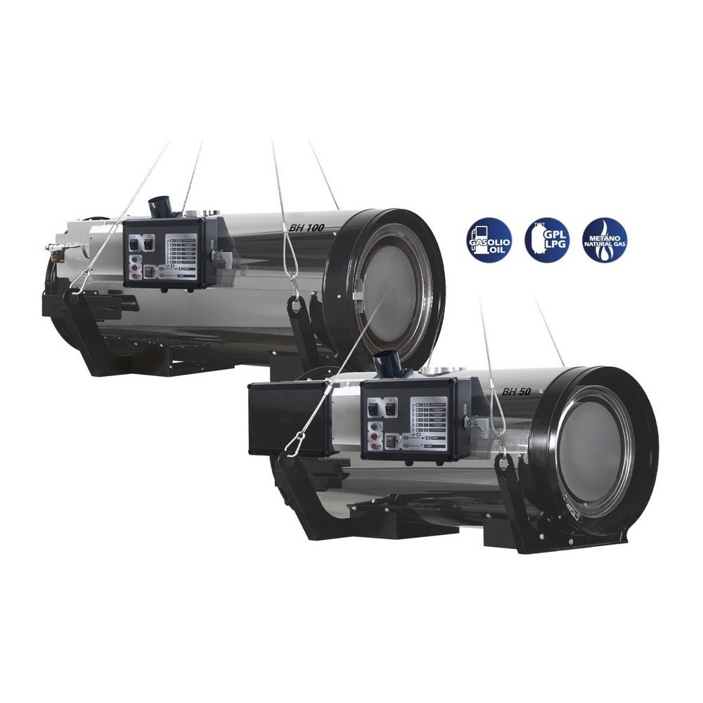 Tun de caldura SUSPENDAT, cu ardere indirecta, BH100 BIEMMEDUE, putere 99,45kW, debit 8500mcb/h, pe GAZ METAN