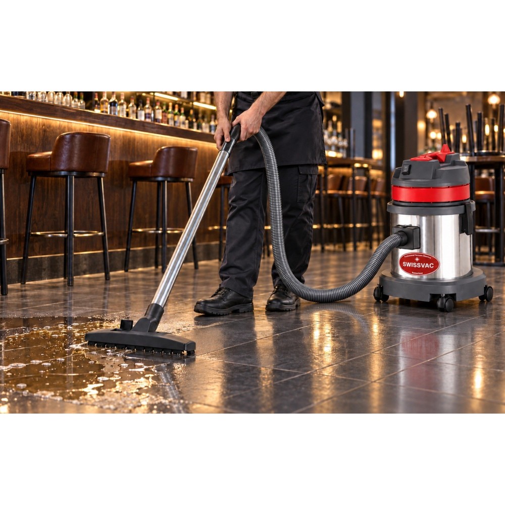 Aspirator umed-uscat SWISSVAC CB15, 1000W, cuvă inox 15L