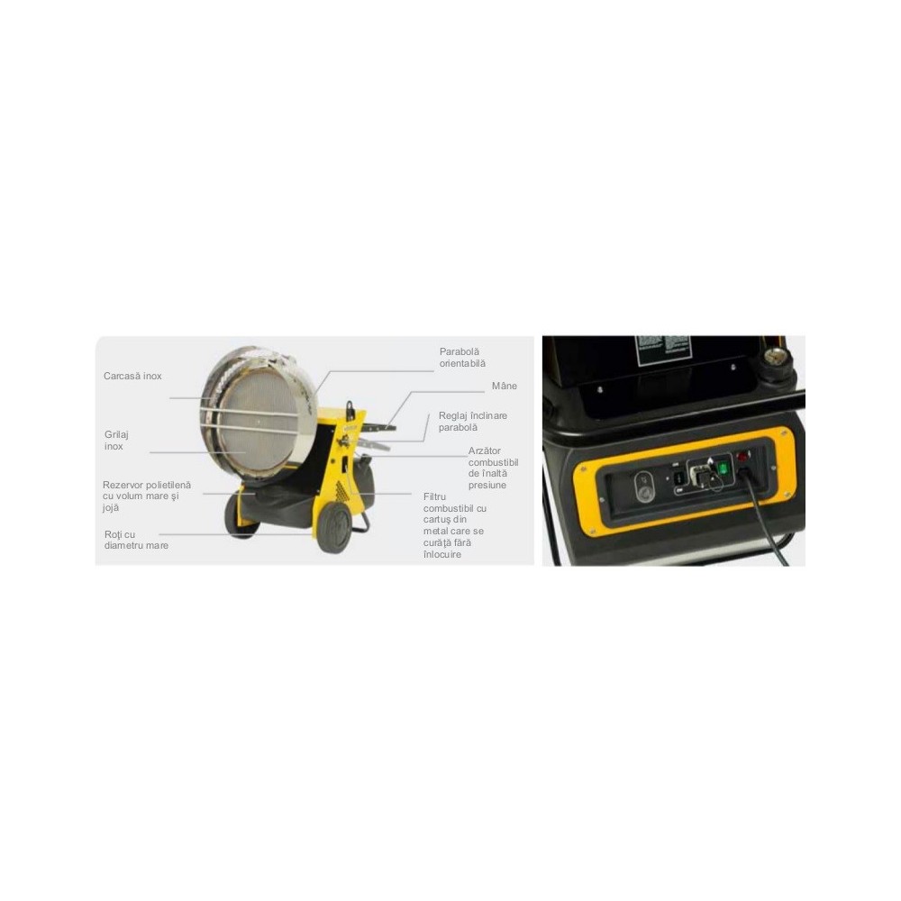 Incalzitor cu raze Infrarosii, FLASH-2 CALORE, putere calorica 29-43kW, alimentare 230V, MOTORINA
