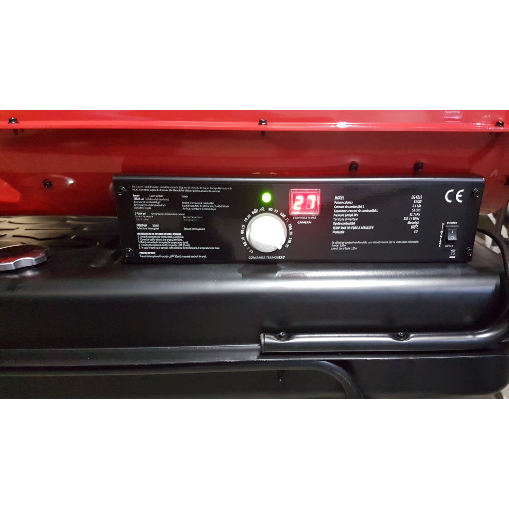 Tun de caldura cu ardere directa DG-K215 CALORE, putere 63kW, debit aer 1400mcb/h, motorina, 230V