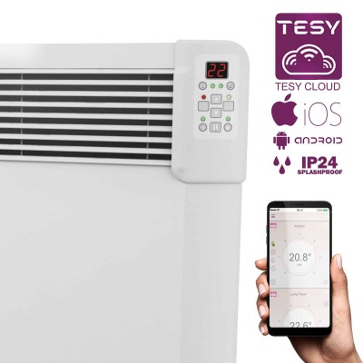 Convector electric de Perete cu modul Wi-Fi, TESY CN04 300 EIS CLOUD W, putere 3000W, suprafata 24-32mp