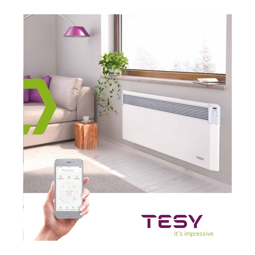 Convector electric de Perete cu modul Wi-Fi, TESY CN04 300 EIS CLOUD W, putere 3000W, suprafata 24-32mp